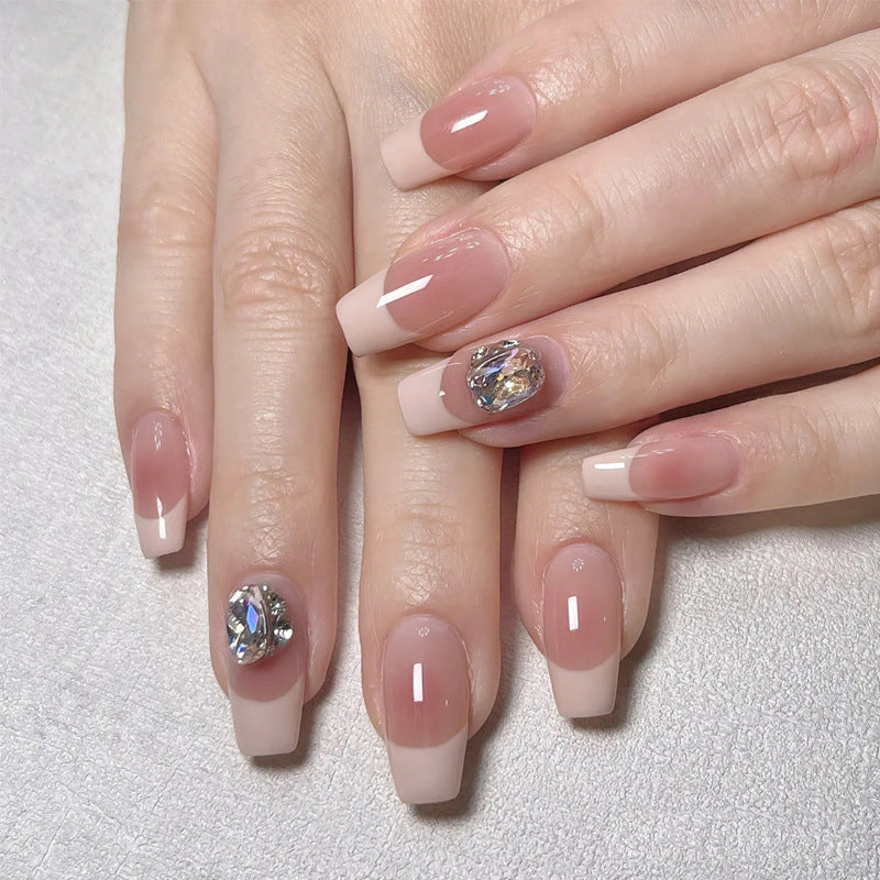 Artistic Press-On Nail Set with Glittery Star Accents Bowlift