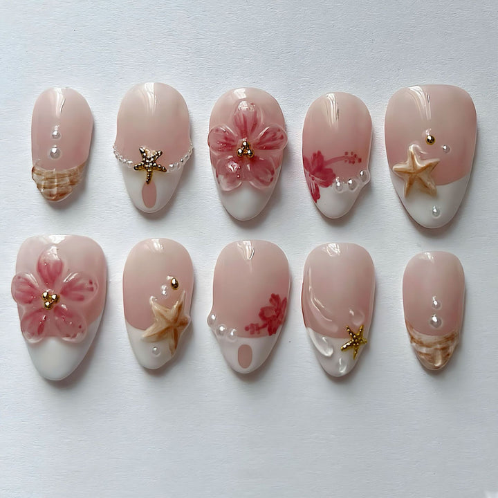 Artificial nails with exclusive flower design Bowlift