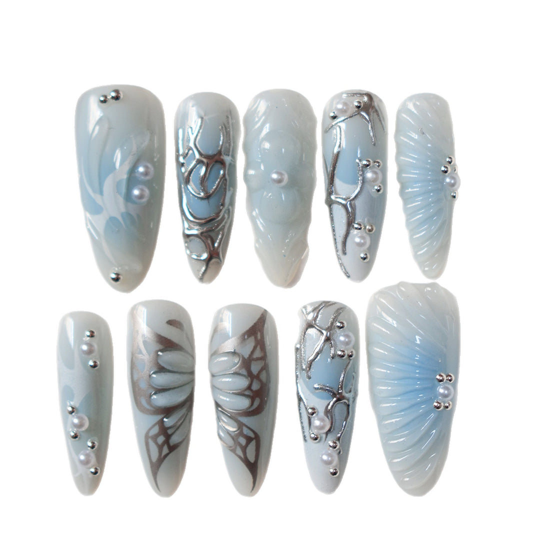 Artistic Press-On Nail Design Bowlift