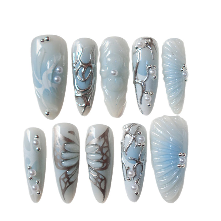 Artistic Press-On Nail Design Bowlift