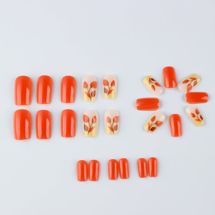 Autumn-Themed Press-On Nail Art Set Bowlift