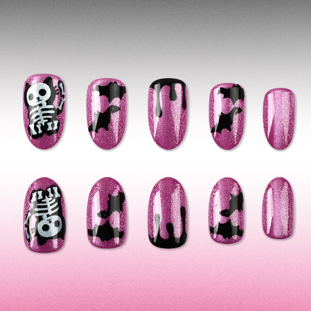 Artistic Halloween-Themed Press-On Nail Art Bowlift