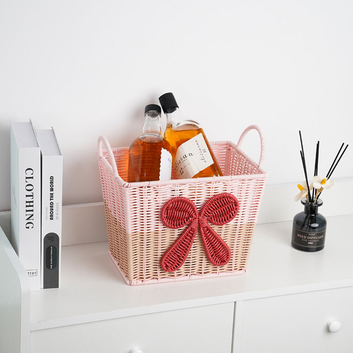 Decorative Woven Storage Basket with Bow Design Bowlift