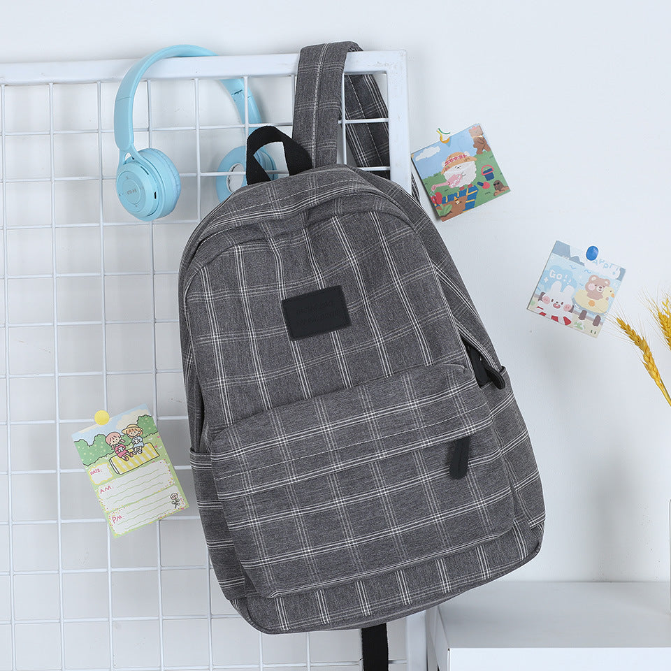 Classic Plaid Pattern School Backpack Bowlift