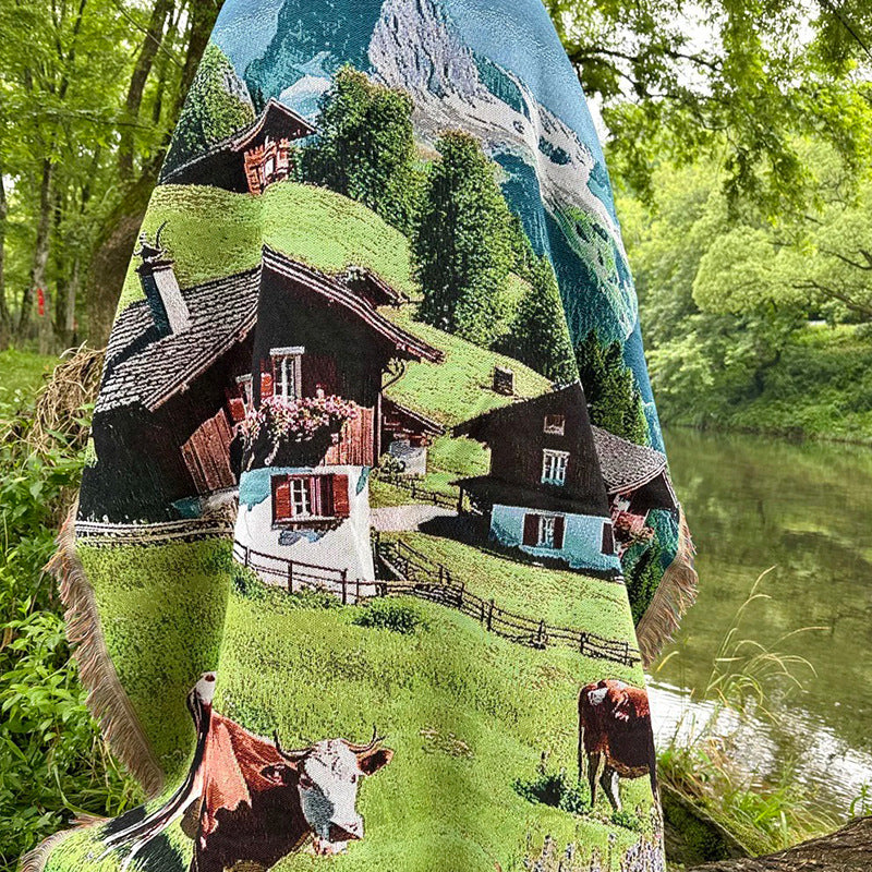 Scenic Landscape Woven Throw Blanket