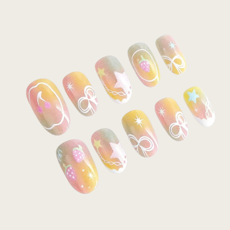 Creative artificial nails with colorful designs Bowlift