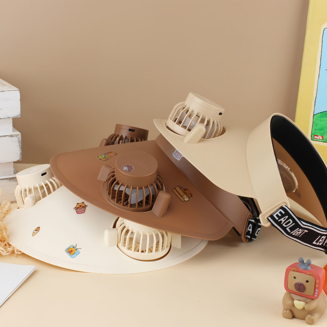 Women Portable Cool Hat with Integrated Fan Bowlift
