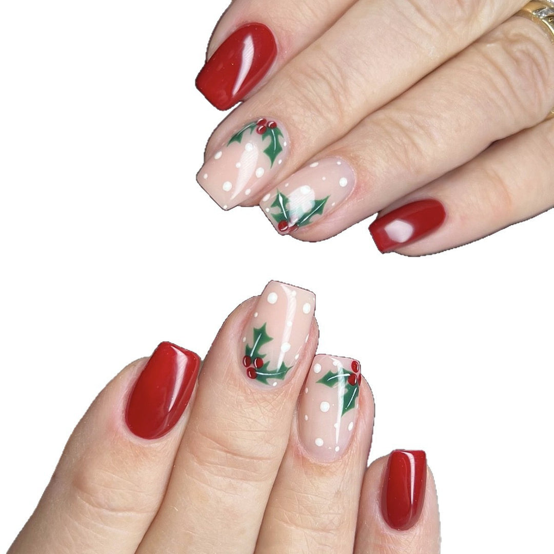 Artificial nail set with festive Christmas design and playful festive decoration Bowlift