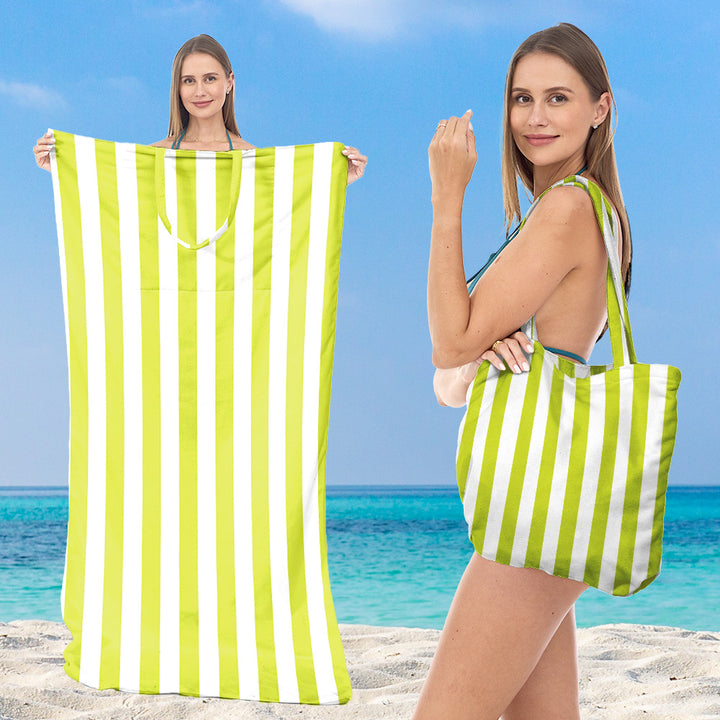 large practical beach towel with integrated carrying bag Bowlift