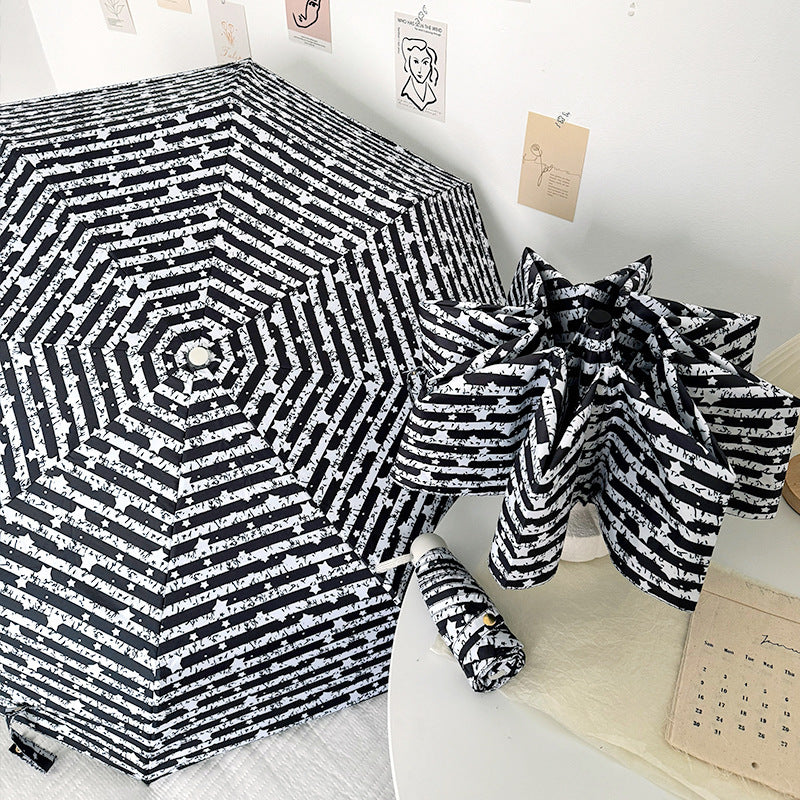 Women Foldable Umbrella with Stylish Stripe Pattern Bowlift