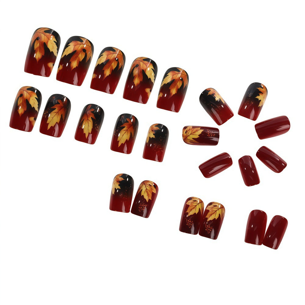 Artificial nails with autumn leaf design Bowlift