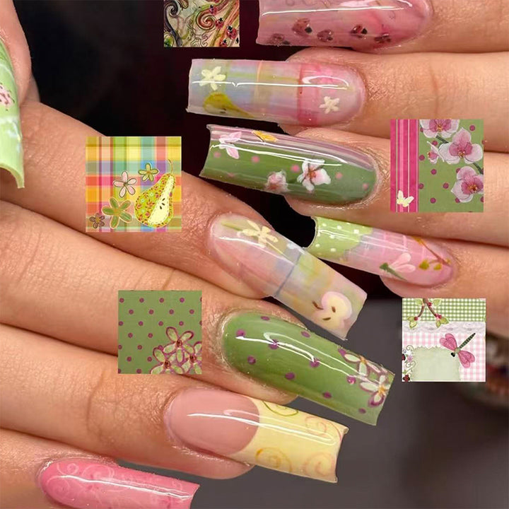 Artificial nails with floral and colorful designs Bowlift