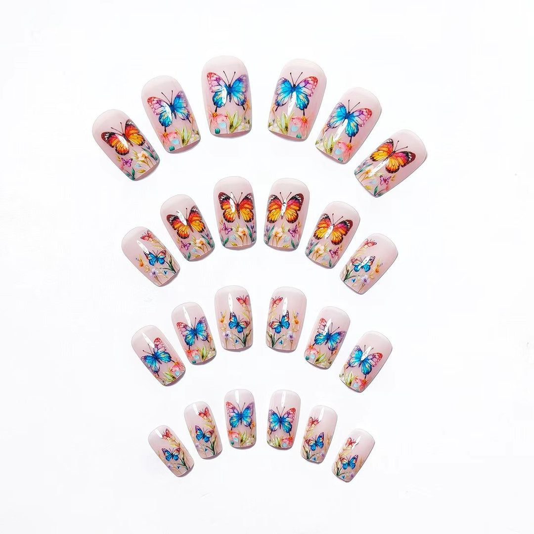 Creative Art Nails with Colorful Butterfly Design Bowlift