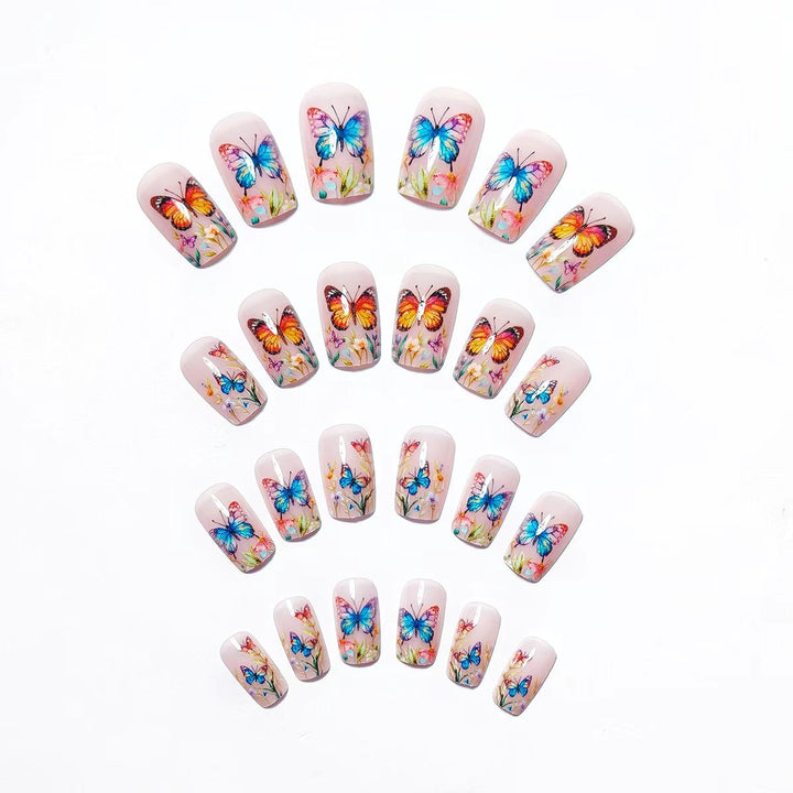 Creative Art Nails with Colorful Butterfly Design Bowlift