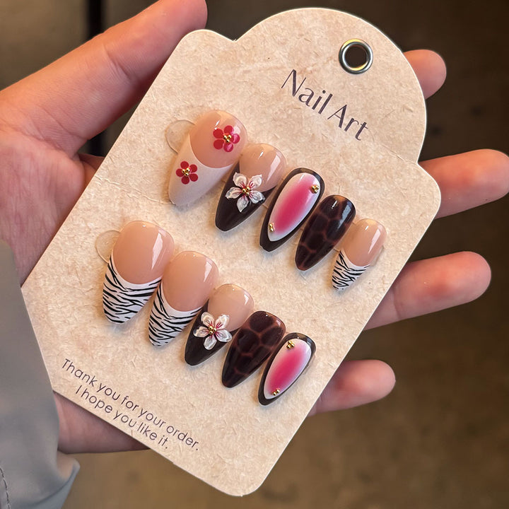 Decorative Floral Press-On Nail Set Bowlift 1787294384