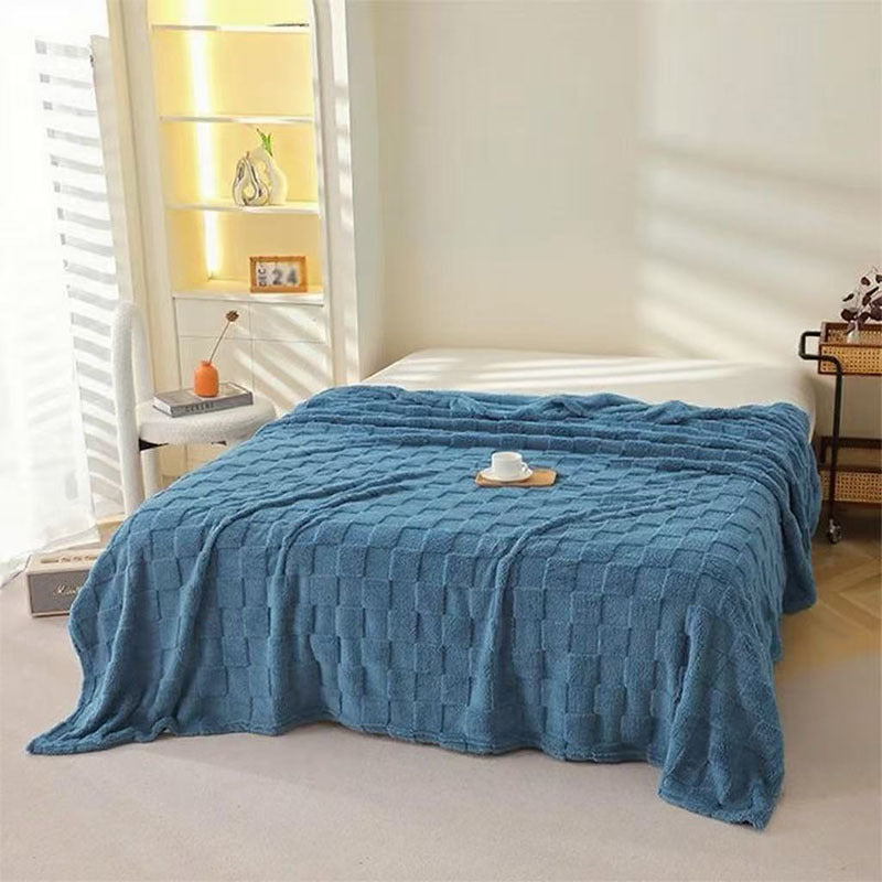 Women Plush Bedspread with Textured Design Bowlift
