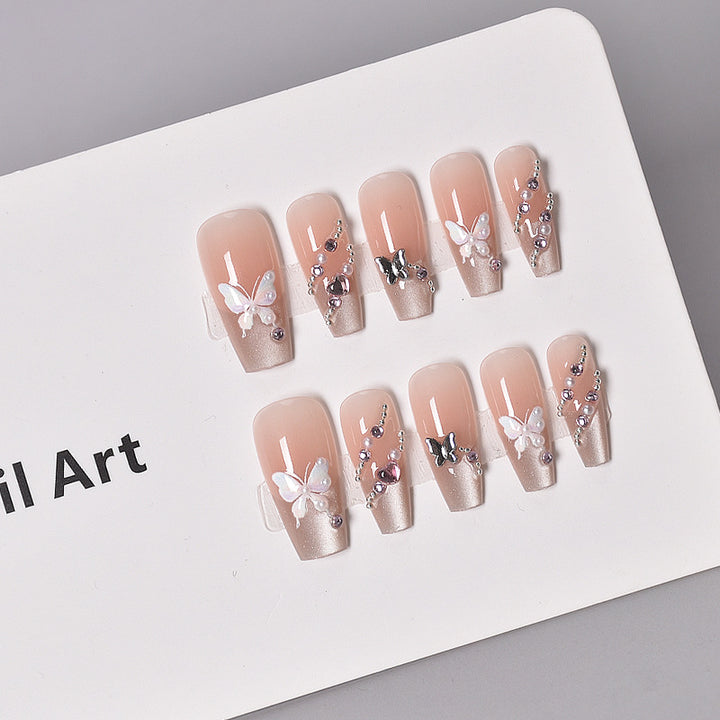 Elegant Floral-Embellished Press-On Nail Extensions Bowlift