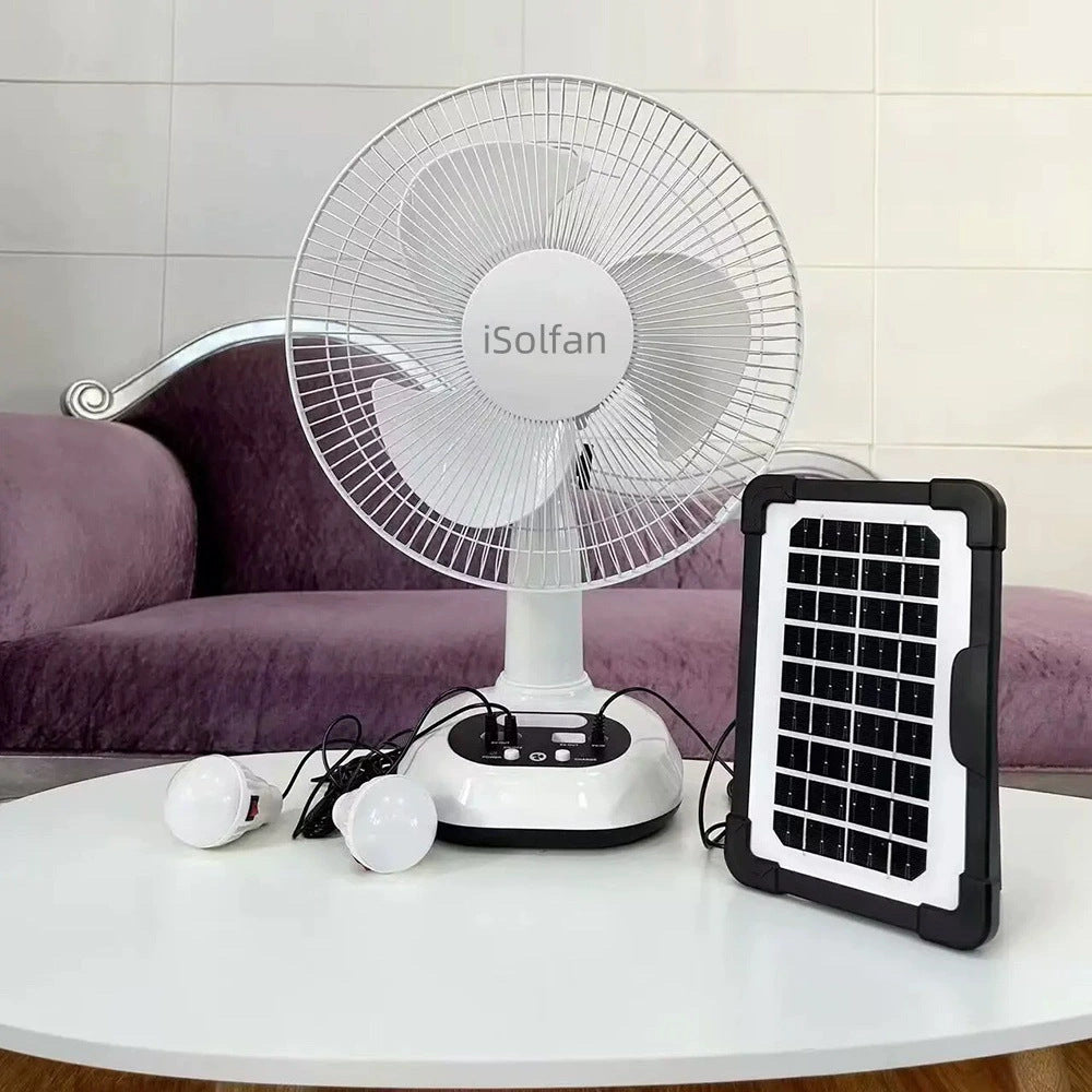 Ladies Solar-Powered Table Fan with LED Lighting Bowlift