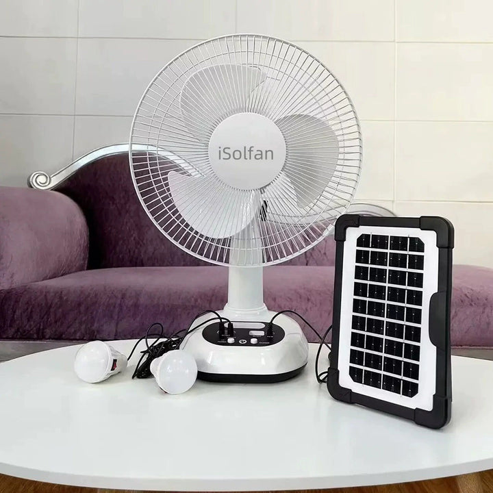 Ladies Solar-Powered Table Fan with LED Lighting Bowlift