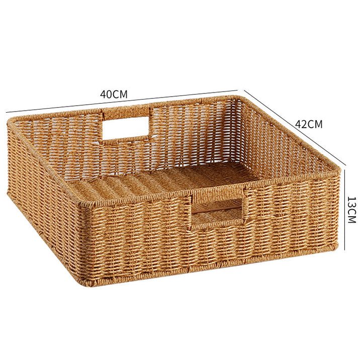 Handwoven Storage Basket with Cutout Handles Bowlift