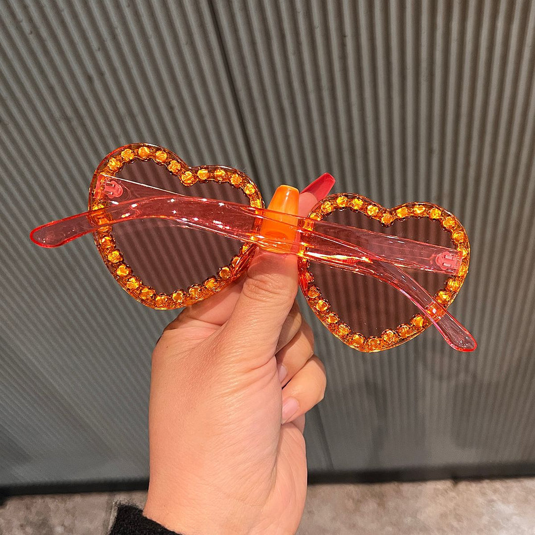Women's Heart-Shaped Sunglasses with Rhinestone Decoration Bowlift
