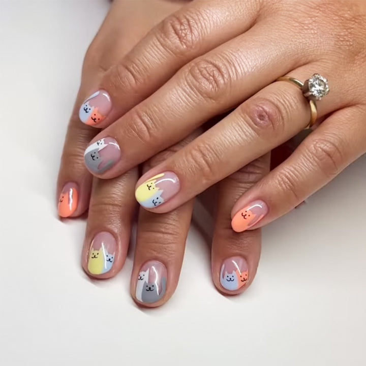 Playful Cat-Themed Press-On Nails Bowlift