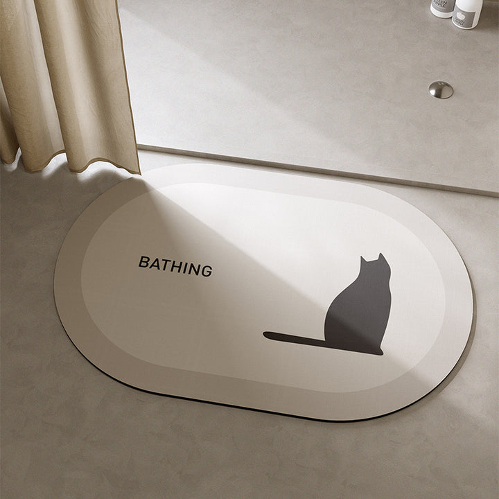 Playful Cat-Themed Bath Mat Bowlift