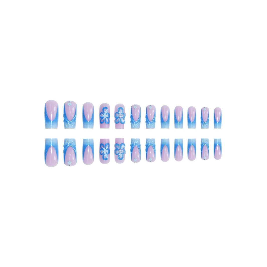 Artistic Floral Acrylic Press-On Nails Bowlift
