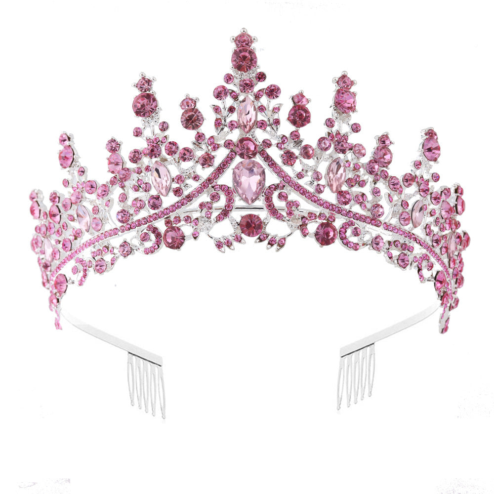 Ladies Rhinestone Tiara with Sparkling Gemstones Bowlift