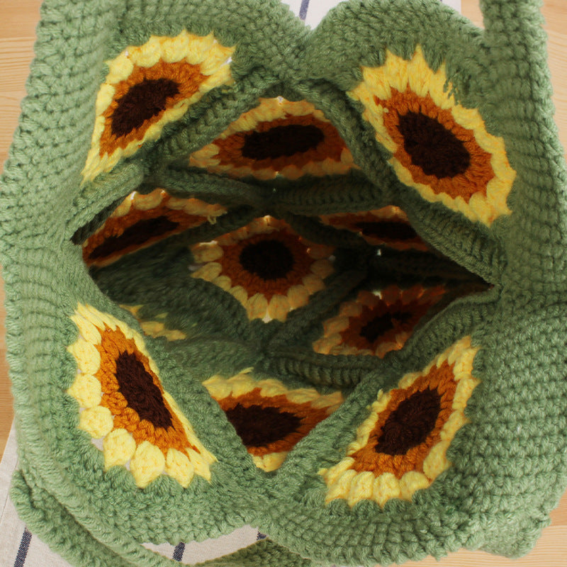 Creative crochet handbag with unique sunflower pattern Bowlift