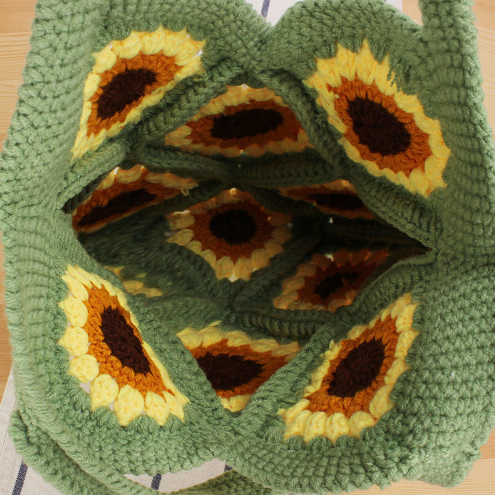 Creative crochet handbag with unique sunflower pattern Bowlift
