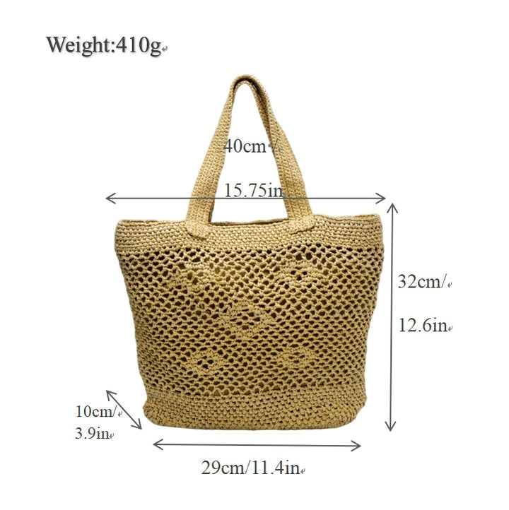 Large macrame bag with leather accents Bowlift