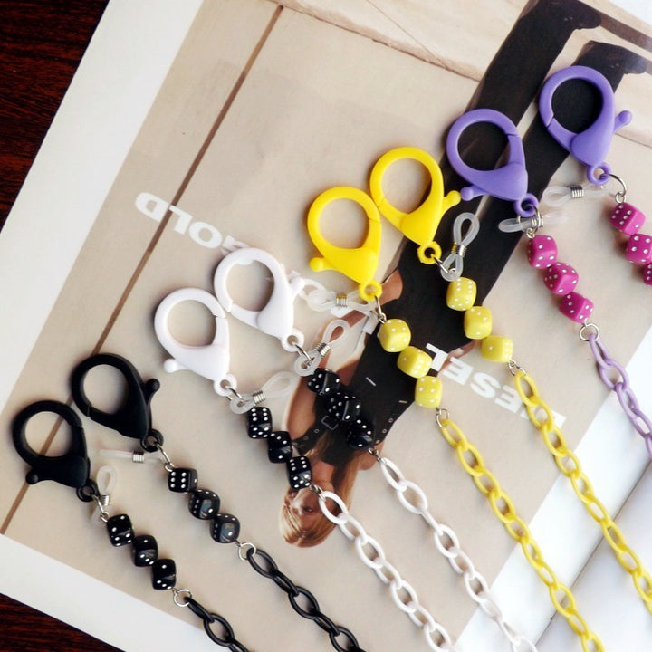 Fashionable glasses holder chain made of plastic with colorful beads Bowlift