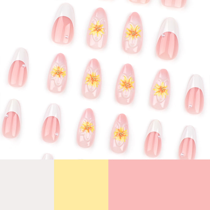Artistic Stiletto Nails with Floral Accents Bowlift