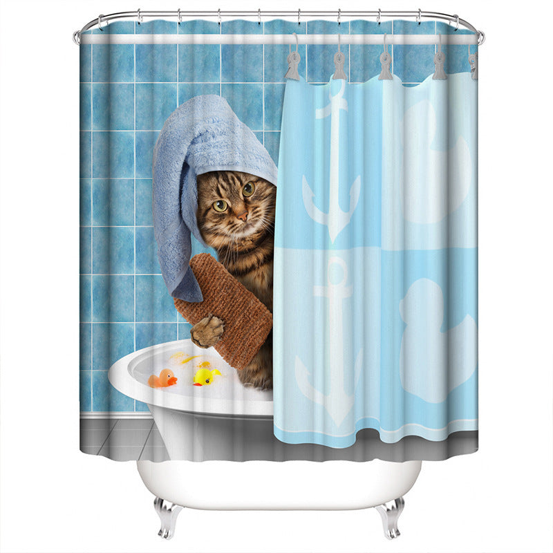 Hippo-Themed Shower Curtain Bowlift