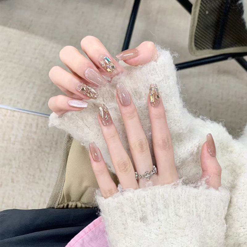 Elegant Press-On Nail Set with Sparkling Accents Bowlift