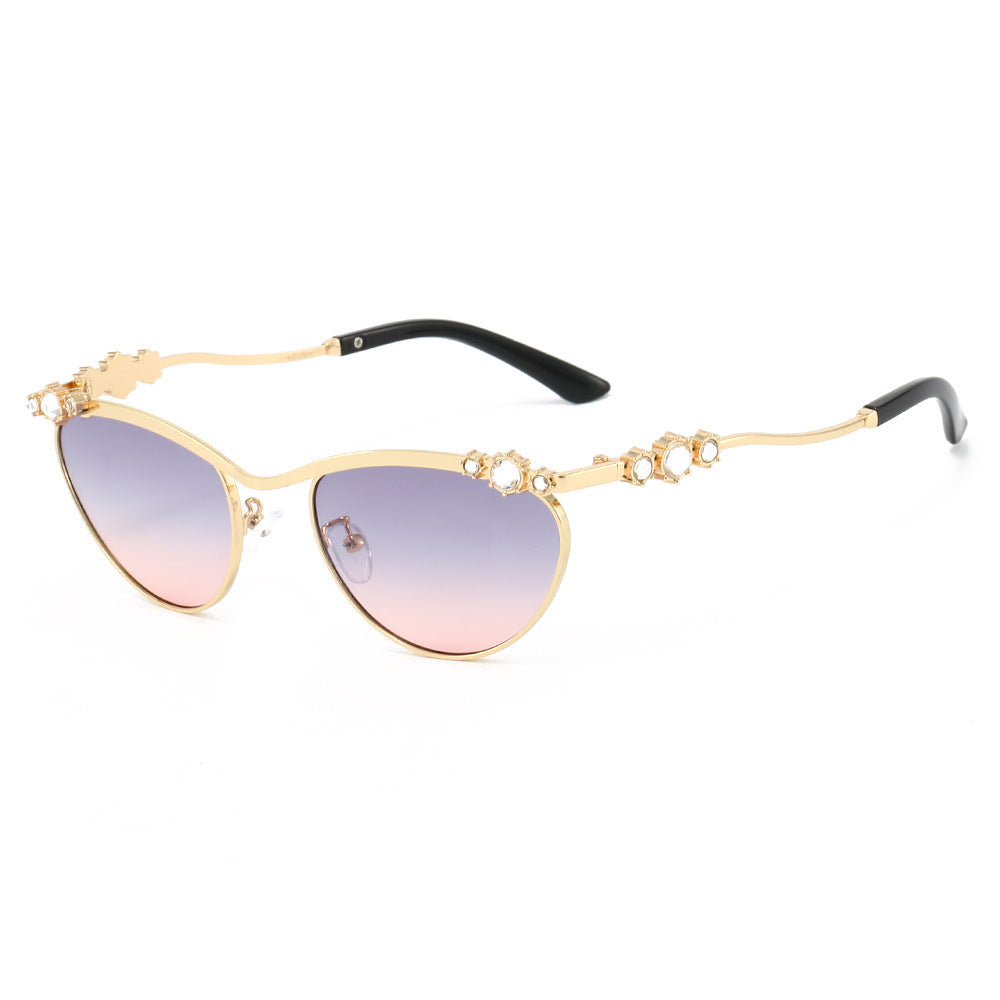 Women's Cat-Eye Sunglasses with Sparkling Stone Accents Bowlift