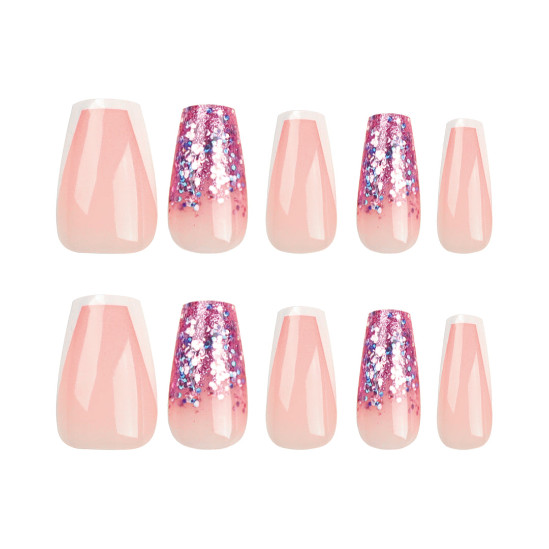 Glamorous glitter nails with elegant French tip design Bowlift