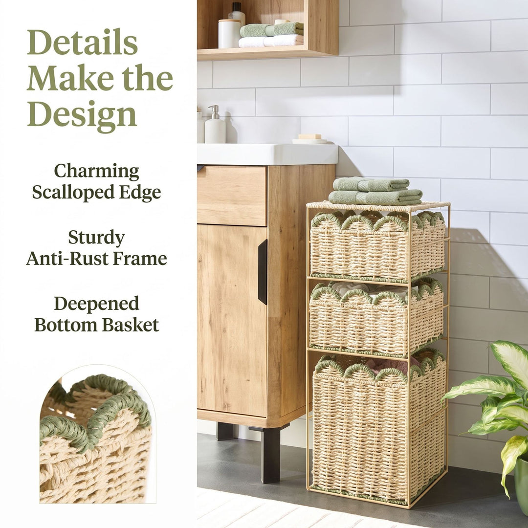 Stylish storage system with woven baskets Bowlift