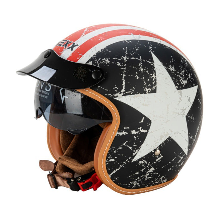 Retro Half-Face Motorcycle Helmet with Visor Bowlift