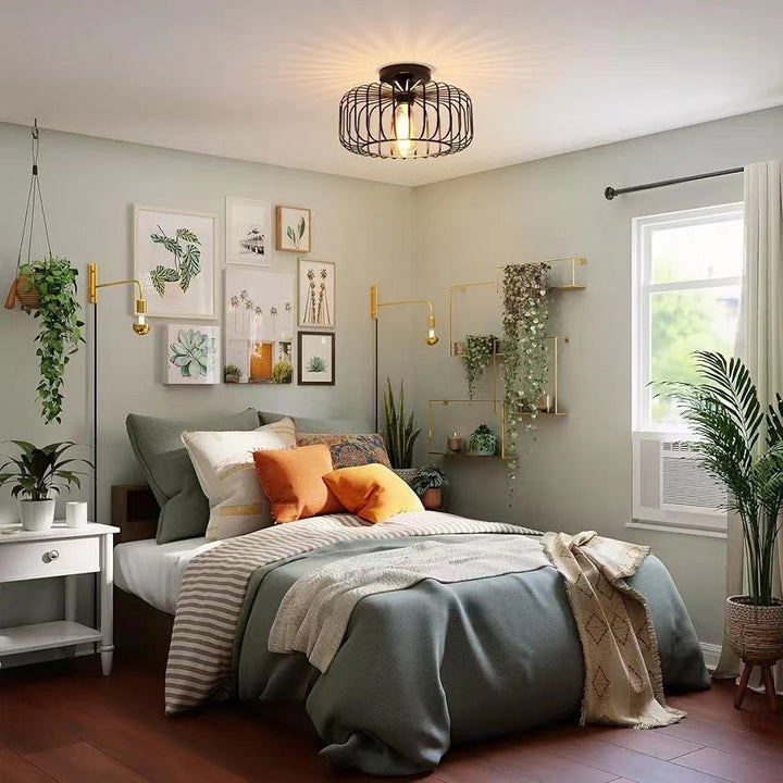BowLift | Modern Industrial Birdcage Ceiling Lamp Black