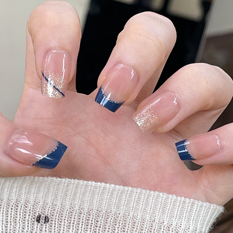Premium Press-On Nail Set with Elegant Glitter and French Tips Bowlift