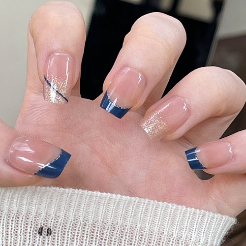 Premium Press-On Nail Set with Elegant Glitter and French Tips Bowlift