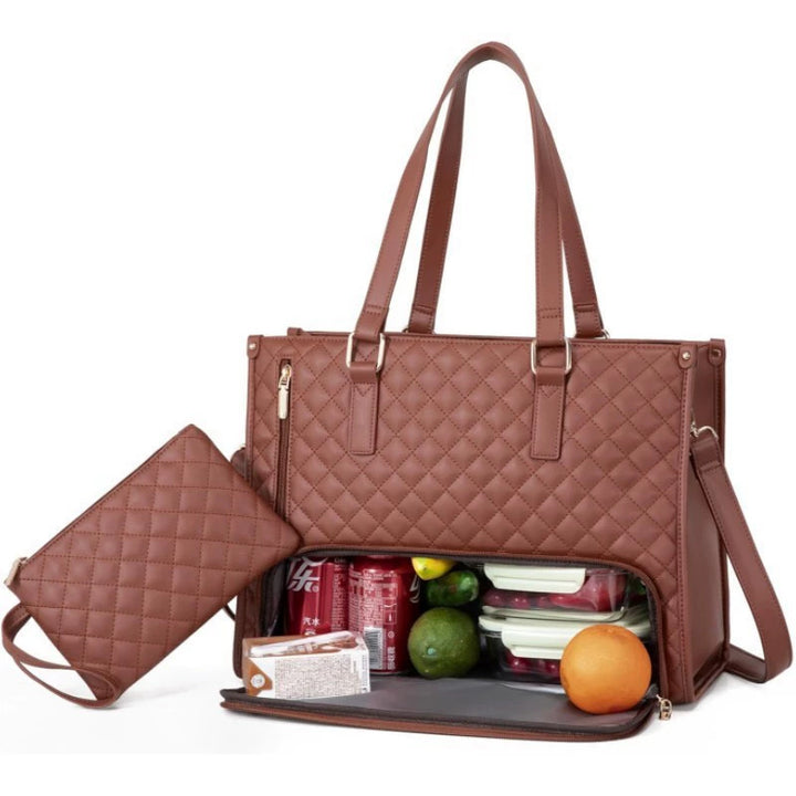Stylish Quilted Insulated Lunch Tote Bowlift