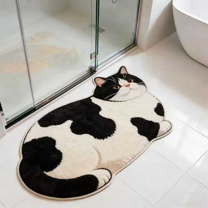 Cat-Shaped Plush Bath Mat
