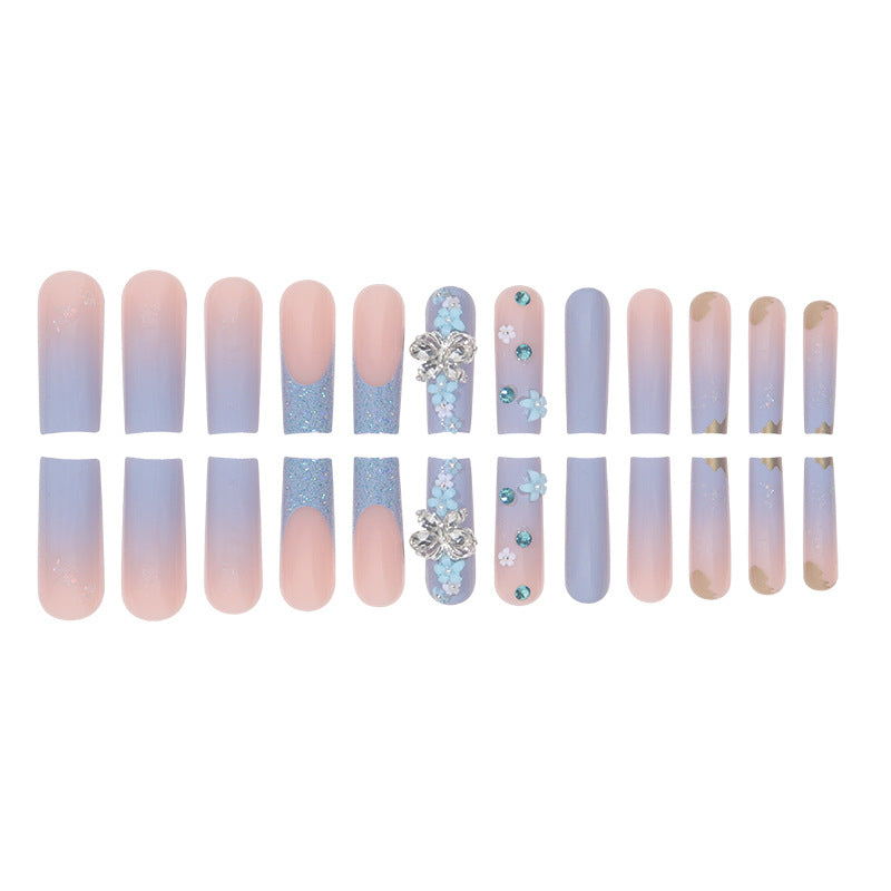 Decorative Floral and Gem-Accented Press-On Nails Bowlift