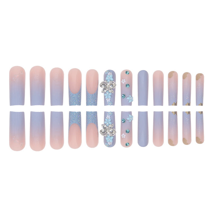 Decorative Floral and Gem-Accented Press-On Nails Bowlift