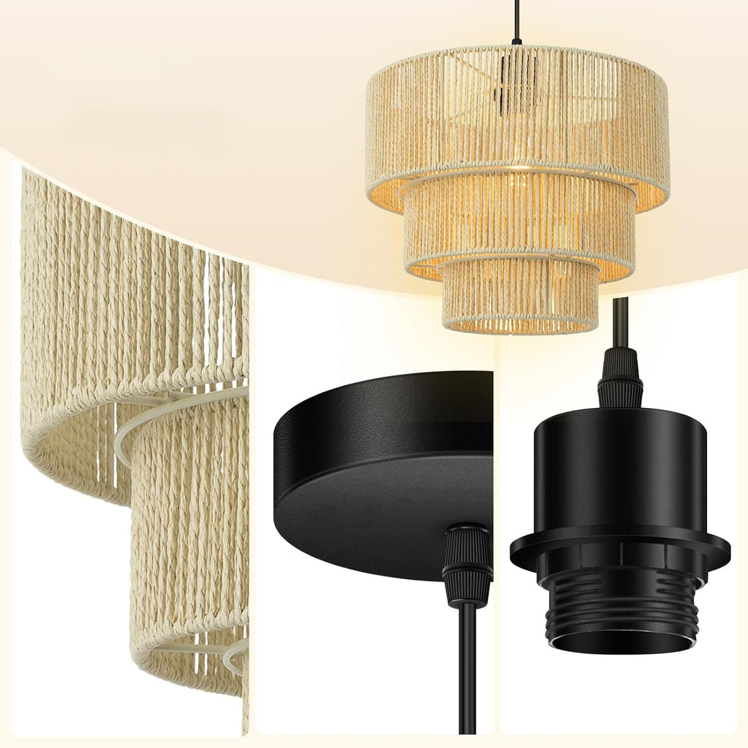 Elegant hanging lamp with rattan details Bowlift