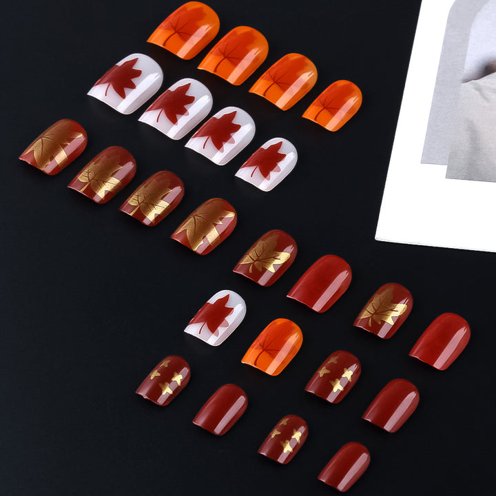 Autumn Leaf Design Gel Nail Art Bowlift