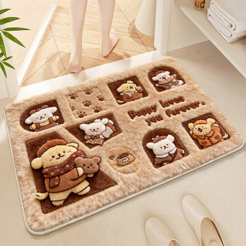 Cute Cartoon Animal-Themed Plush Bath Mat